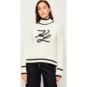 Swetry damskie - Karl Lagerfeld Półgolf Soutache Autograph | Loose fit | z dodatkiem wełny - miniaturka - grafika 1