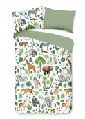 Pościel dla dzieci - Pościel safari żyrafa tygrys 140x200 zwierzęta zielona bawełniana dziecięca - miniaturka - grafika 1
