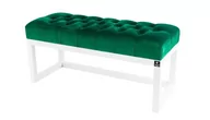 Ławki do przedpokoju - Ławka na buty LPP-2 120cm EMRAWOOD drewno lite kolor biały siedzisko pikowane kolor zielony - miniaturka - grafika 1