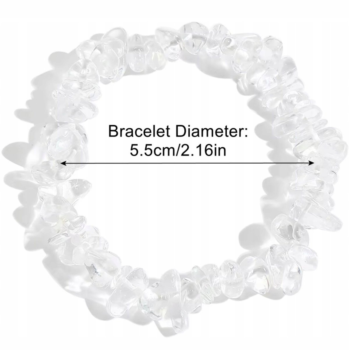 Biała Przezroczysta Bransoletka Kamień Regulacja Elastyczna Ręcznie Robiona