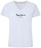 Koszulki i topy damskie - Pepe Jeans Damska koszulka Wendys z dekoltem w serek, Biały (biały), M - miniaturka - grafika 1
