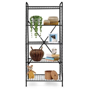 Vilde Regał Z 5 Półkami Metalowy Czarny 69X35X160 Cm - Regały - miniaturka - grafika 1