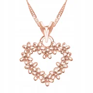 Naszyjniki - Naszyjnik Pozłacany Serce w Kwiaty Serduszko Kwiat Kwiatek SREBRO 925 - miniaturka - grafika 1