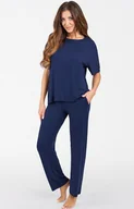 Piżamy damskie - Piżama damska granatowa z krótkim rękawem i długą nogawką Akord, Kolor granatowy, Rozmiar S, Italian Fashion - Primodo.com - miniaturka - grafika 1