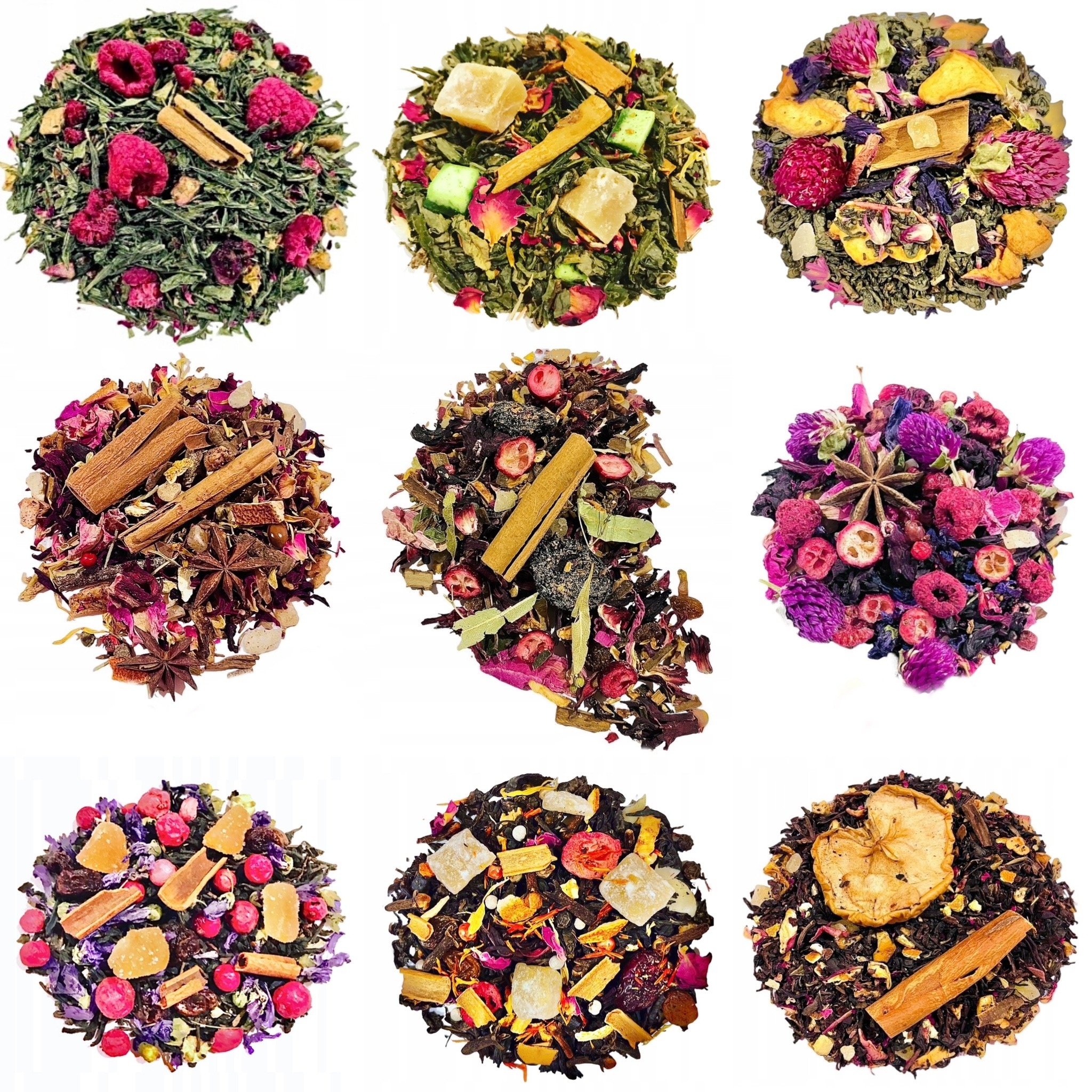 Zestaw herbat liściastych sypanych mix Zielona Owocowa Czarna. Mix 9 x 50g