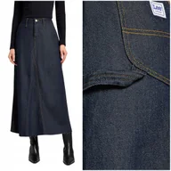 Spódnice - Lee CARPENTER MAXI SKIRT Dark Beat WORKWEAR długa spódnica jeansowa W26 - miniaturka - grafika 1