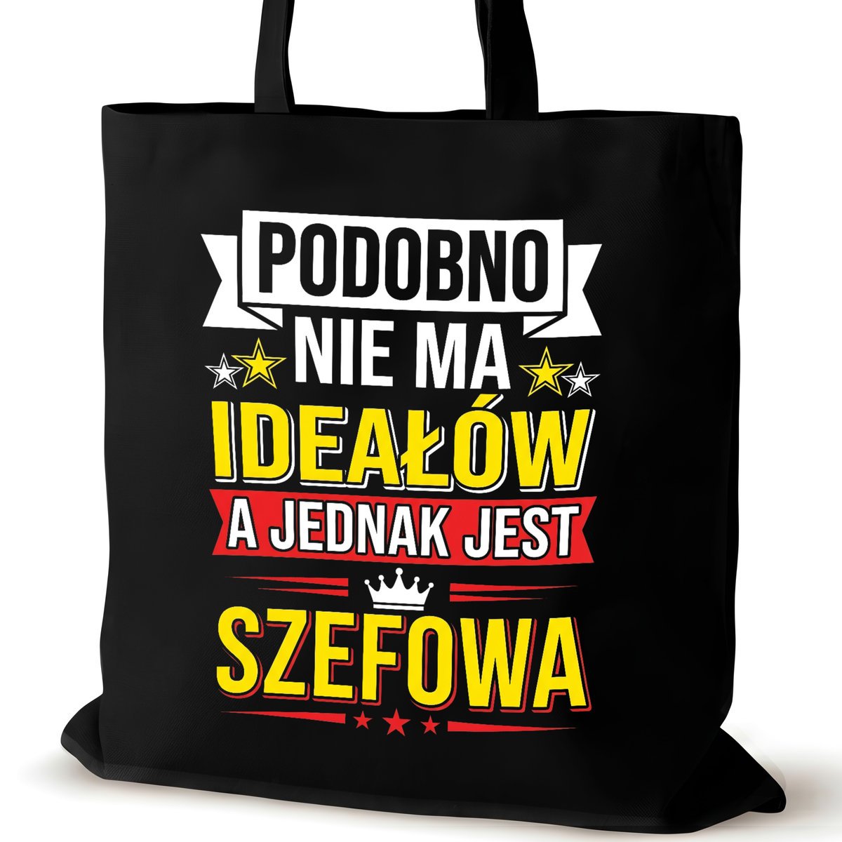 Torba bawełniana szefowej czarna na ramię prezent podobno ideałów