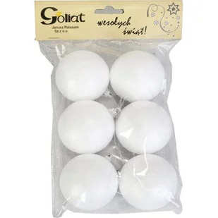 Kule styropianowe 6,6 cm 6 sztuk białe - Ozdoby bożonarodzeniowe - miniaturka - grafika 1