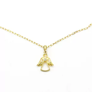 Naszyjnik Anioł z Cyrkonią, Srebro p.925 Złocone Czystym Złotem - Naszyjniki - miniaturka - grafika 1