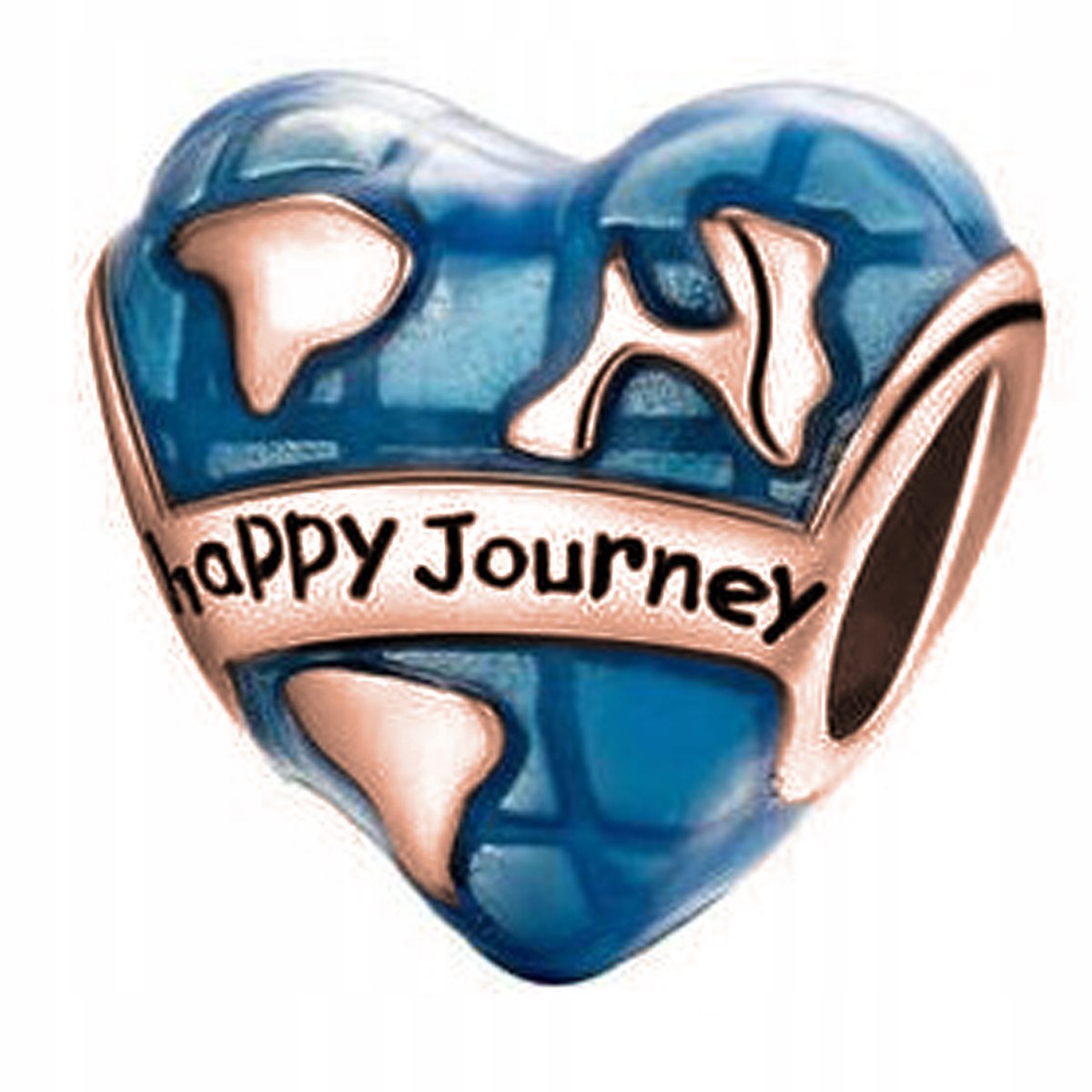 Charms Pozłacany Serce Podróż Planeta Ziemia Glob Kula Ziemska SREBRO 925