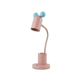 Jasnoniebiesko-różowa lampa stołowa z metalowym kloszem (wysokość 50 cm) Mouse – GTV - Noże stołowe - miniaturka - grafika 1