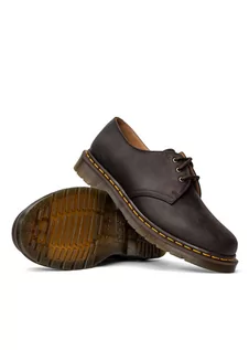 Półbuty męskie - Półbuty unisex brązowe Dr. Martens 1461 Crazy Horse Dark Brown - grafika 1