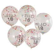 Balony i akcesoria - BALONY HELLO 18 KONFETTI 5 SZT 30 CM - miniaturka - grafika 1