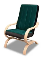 Fotele - Fotel Finka Bujany Do Salonu Pokoju Girona H03 - Natural/Zielony Królewski/Czarny - Lakier/Kronos 19/Kronos 7 - miniaturka - grafika 1