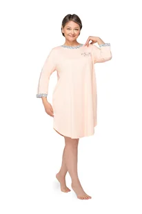 KOSZULA NOCNA DAMSKA XL KRÓTKI RĘKAW BAWEŁNIANA LUŹNA BRZOSKWINIOWA MORELA - Bielizna nocna - miniaturka - grafika 1