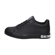 Trampki damskie - Czarne trampki damskie ze skóry eko BIG STAR II274030 - miniaturka - grafika 1