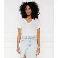 Koszulki i topy damskie - Calvin Klein Lniany t-shirt | Regular Fit - miniaturka - grafika 1