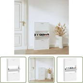 Szafki na buty - The Living Store Szafka na buty biały wysoki połysk 59x17x108 cm Materiał drewnopochodny - miniaturka - grafika 1