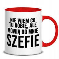 Kubki - Kubek z Nadrukiem DLA SZEFA Stylowe Wzory Biało Czerwony - miniaturka - grafika 1