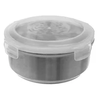 Miski i półmiski - Orion Pojemnik kuchenny stalowy okrągły z pokrywką miska do przechowywania żywności szczelny 400 ml O-127536 + O-127536 - miniaturka - grafika 1