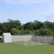 Sprzęt podróżny i transportery dla psów - vidaXL Kojec dla psa, z dachem, srebrny, 10x10x2,5m stal galwanizowana - miniaturka - grafika 1