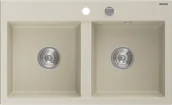 Zlewozmywaki - Mexen Hektor zlewozmywak granitowy 2-komorowy 800 x 490 mm, beżowy, syfon chrom - 6521802000-69 - miniaturka - grafika 1