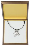 Naszyjniki - Pies faraona, chart maltański - naszyjnik z psem w pudełku prezentowym, posrebrzany medalion dla fana psów, efektowna zawieszka marki Art-Dog - miniaturka - grafika 1