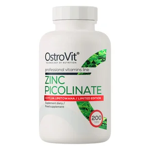 OstroVit Pikolinian Cynku suplement diety 200 tab. - suplement - Witaminy i minerały - miniaturka - grafika 1
