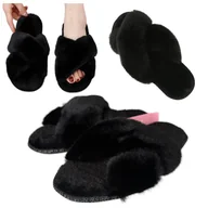 Kapcie damskie - Kapcie klapki pantofle damskie z futerkiem antypoślizgowe domowe 38/39 - miniaturka - grafika 1