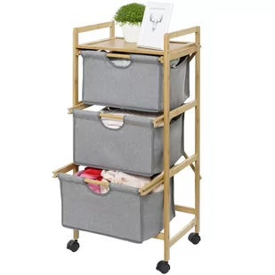 Wenko WENKO domowych wózek z 3 szufladami bahari pranie, wózek, bambus, brązowa, 34 x 44 x 96 cm 62213100 - Półki łazienkowe - miniaturka - grafika 2