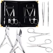 Zestawy do manicure i pedicure - Zestaw kosmetyczny do manicure pedicure cążki radełko nożyczki do paznokci pęseta do gabinetu SPA srebrny - miniaturka - grafika 1