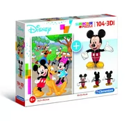 Puzzle - Clementoni Puzzle 104 + 3D model Mickey Mouse - miniaturka - grafika 1