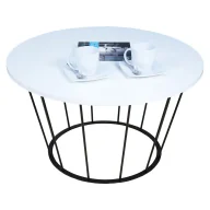 Ławy i stoliki kawowe - Okrągły stolik kawowy z metalowym stelażem biały L7-Z88 - miniaturka - grafika 1