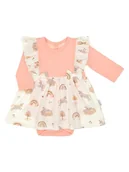 Body dla niemowląt - Niemowlęce sukienko-body na długi rękaw z nadrukiem kremowe Nicol,r.86 - miniaturka - grafika 1