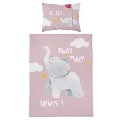 Pościel dla dzieci - Pościel niemowlęca, słoń, 100 x 135 cm, różowa - miniaturka - grafika 1