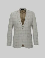 Marynarki męskie - marynarka do zestawu alia szara w kratę slim fit - miniaturka - grafika 1