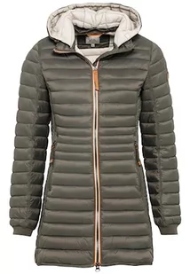 camel active Damski lekki wodoodporny płaszcz pikowany ze zdejmowanym kapturem, ciemnozielony, 42 - Płaszcze damskie - miniaturka - grafika 1