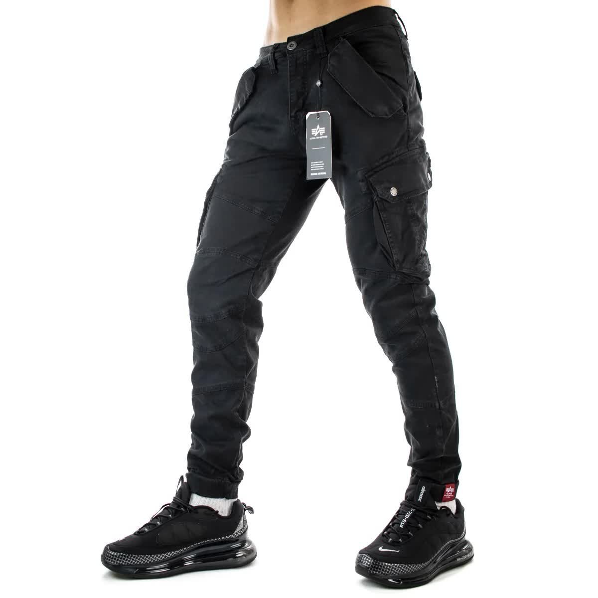 spodnie bojówki ALPHA INDUSTRIES - COMBAT PANT LW BLACK Slim Fit-34