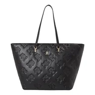 Torebki damskie - Tommy hilfiger torebka damska th refined tote mono czarna - miniaturka - grafika 1