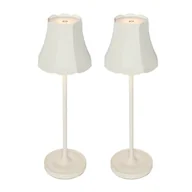 Lampy stojące - QAZQA Zestaw 2 lamp stołowych Retro kremowe ładowane IP44 - Granny - miniaturka - grafika 1