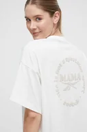 Koszulki sportowe damskie - Reebok t-shirt bawełniany MATERNITY damski kolor beżowy - miniaturka - grafika 1
