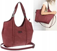 Torebki damskie - Torebka damska listonoszka worek na ramię duża pojemna torba CH7714 Bordowa - miniaturka - grafika 1