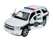 Samochody i pojazdy dla dzieci - Welly 2008 Chevrolet Tahoe Policja Biały 1:34 Samochów Nowy Metalowy Model - miniaturka - grafika 1