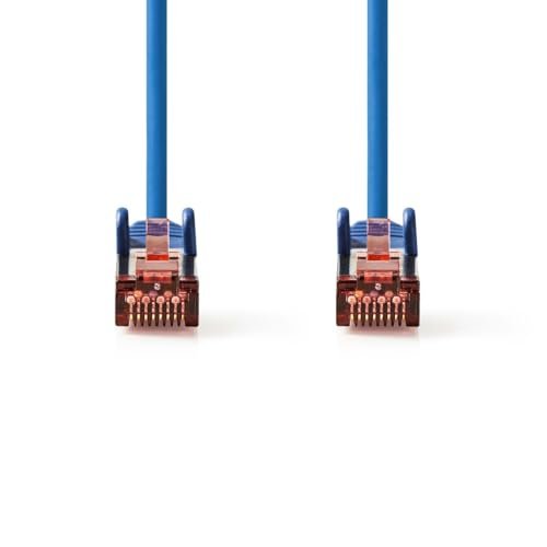 Nedis Kabel sieciowy CAT6 - wtyczka RJ45 - wtyczka RJ45 - S/FTP - 0,25 m - okrągły - LSZH - niebieski - etykieta