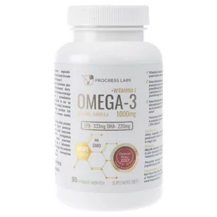 Progress Labs Progress Labs Omega-3 1000 mg + Witamine E - 90 kapsułek - Witaminy i minerały - miniaturka - grafika 1