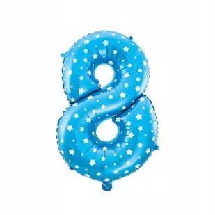 BALON FOLIOWY CYFRA 8 NIEBIESKI W GWIAZDKI 80 CM DEKORACJA NA URODZINY - Balony i akcesoria - miniaturka - grafika 1