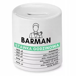 SKARBONKA DLA BARMANA BARMAN STAWKA GODZINOWA z Nadrukiem ze Zdjęciem - Skarbonki - miniaturka - grafika 1
