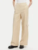 Spodnie damskie - Calvin Klein Spodnie materiałowe K20K208168 Beżowy Wide Leg - miniaturka - grafika 1