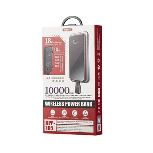 Remax power bank 10000mAh 18W bezprzewodowa ładowarka Qi z przyssawką 10W USB / USB Typ C PowerDelivery czerwony (RPP-105 red) - Ładowarki do telefonów - miniaturka - grafika 9