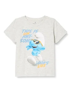 Bestseller A/S Chłopcy NMMANT Smurf SS TOP Box VDE T-Shirt, jasnoszary melanż, 110, jasnoszary melanżowy, 110 - Koszulki i topy damskie - miniaturka - grafika 1